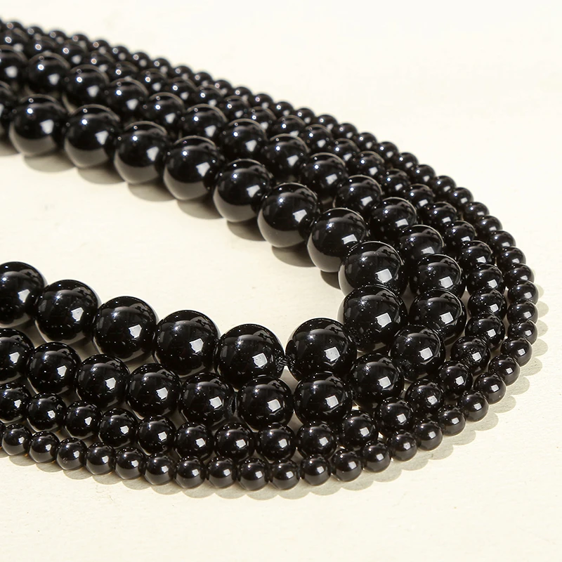 4 6 8 10mm Natural Stone Black Obsidian Bead Polished Round Loose Spacer Bead For Jewelry Making Diy Necklace Bracelet Accessory 2