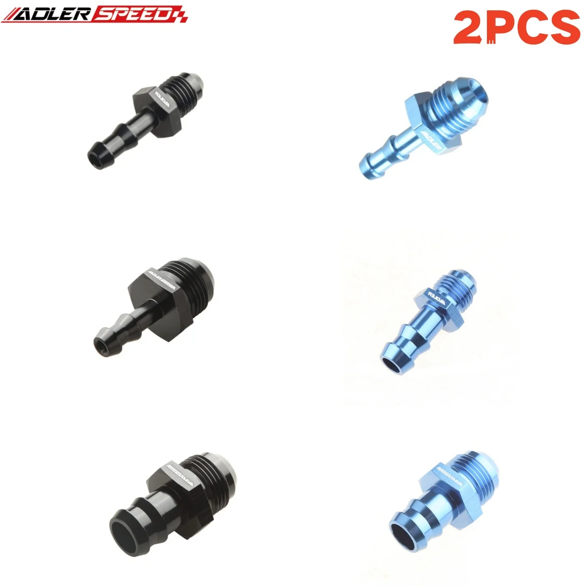 2개 ADLERSPEED 4AN 6AN 8AN 10AN 12AN AN16 남성용 4mm 6mm 8mm 10mm 바브 스트레이트 호스 피팅 블랙