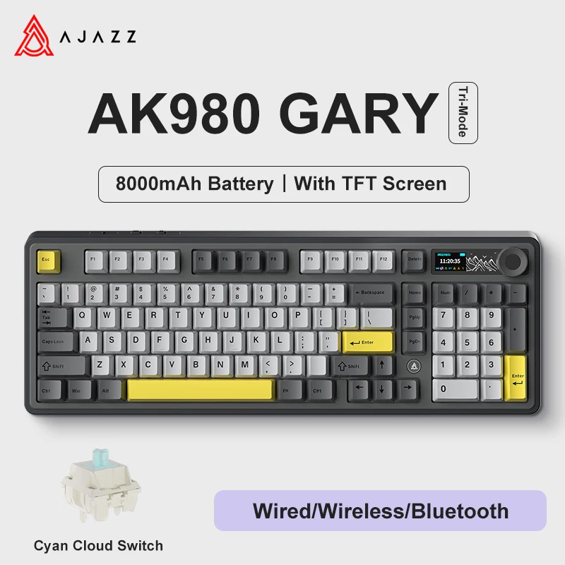 Ajazz AK980 ゲーミングメカニカルキーボード 3 モードワイヤレス