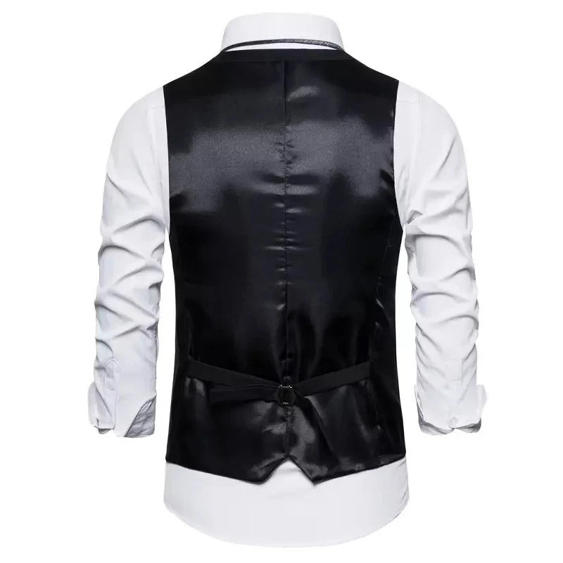 Men's Suit Vest Business Formal Dress Waistcoat Tuxedo Suit Vest for Men Black Blazer Vests V-Neck Single Breasted 3 Pockets