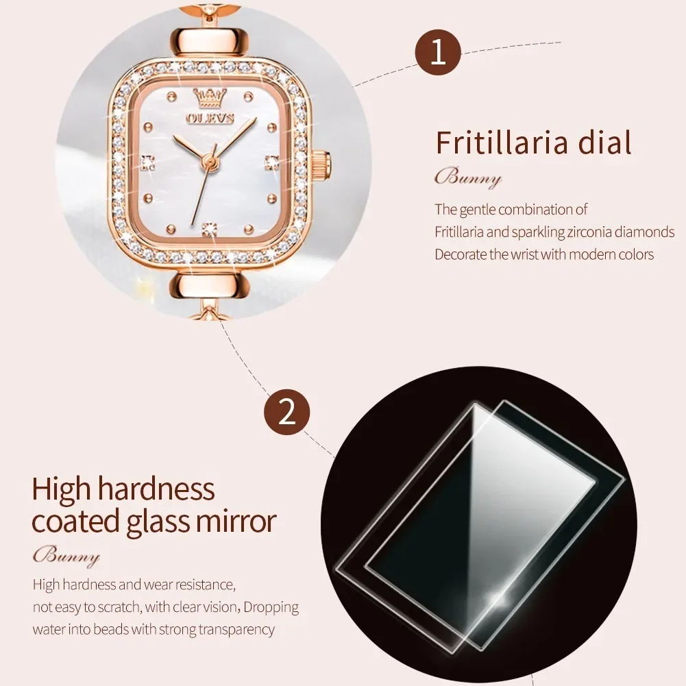OLEVS 9987 Quartz Fashion Watch Square dial Stainless Steel 2