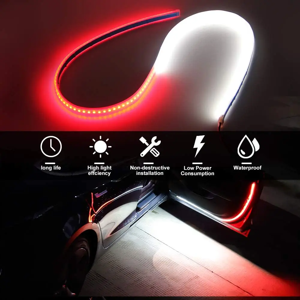 Car Door Decoration Welcome Light Strips Strobe Flashing Lights Safety 12V 120cm LED Opening Warning LED Ambient Lamp Strip Auto