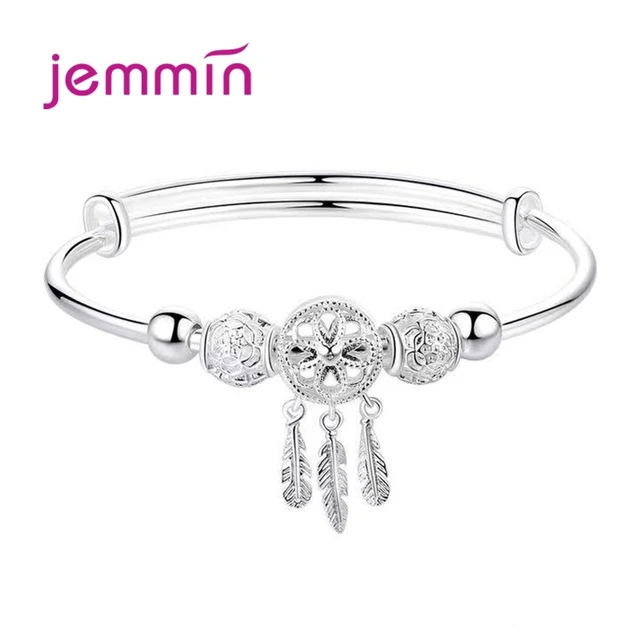 Women's Silver Bracelet with Shiny Crystals