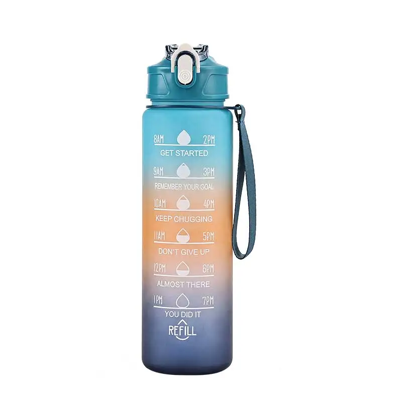 Time-Tracking Leak-Proof Sports Water Bottle with Locking Flip Cover