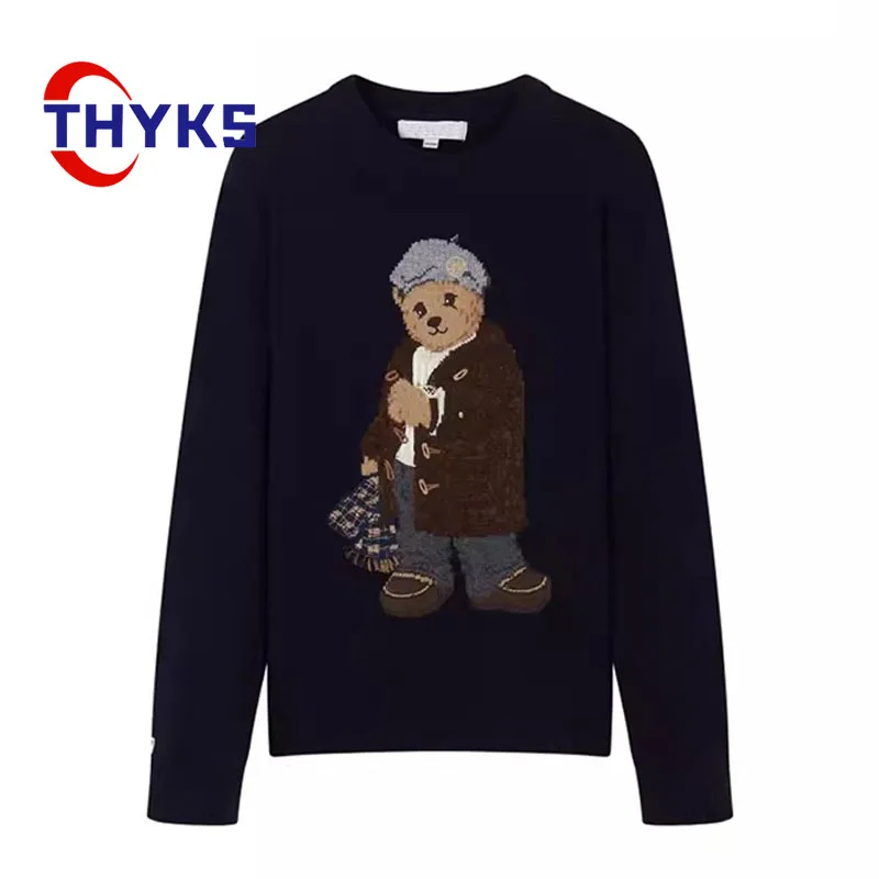 

Autumn Simple Loose Sweaters Mens Womens Cartoon Embroidery Soft Warm Jumper Round-neck Fashion Classic Casual Pullovers Unisex