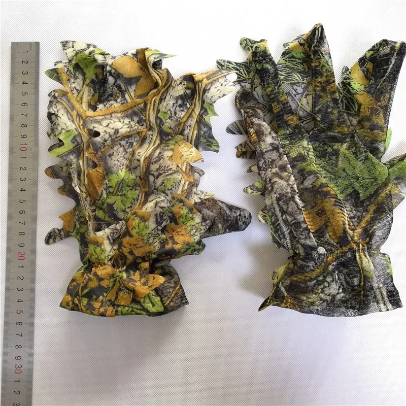 Laser cutting Maple leaves Bionic Camouflage Shooting Hunting thin Gloves 1 pair Lightweight and breathable gloves