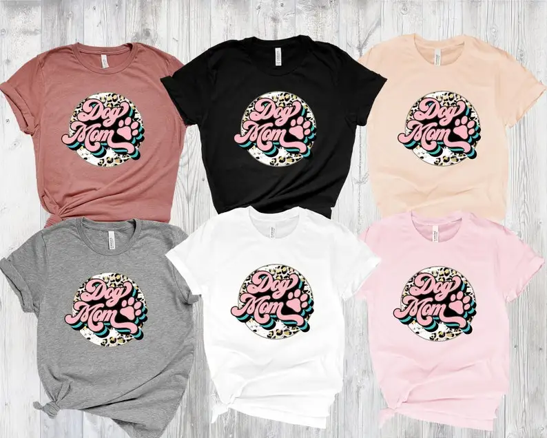 

Dog Mom Shirt, Leopard Design Dog Love Sweatshirt, Animal Gift For Dog Retro Love Paw Dog Mama and Dog 100% Cotton T-shirt y2k