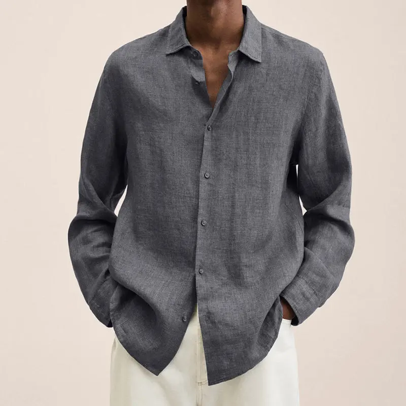 Men Cotton Linen Blouse Tops for Summer Office Work