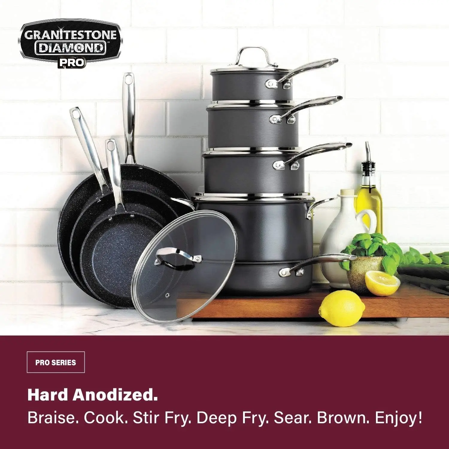 Pro Pots and Pans Set 20 Piece Hard Anodized Complete Cookware + Bakeware Set with Ultra Nonstick Diamond Coating, 4