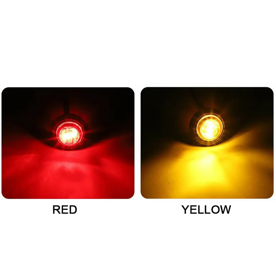 4x Red Round LED Side Marker Lights – 3/4 Inch Mini Clearance Lights For Trucks & Trailers – Waterproof