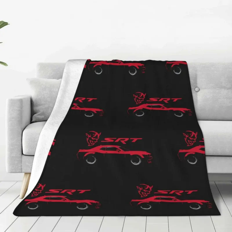 

SRT Hellcat Demon Dodge Challenger Car Racing Flannel Throw Blanket Blanket for Home Travel Soft Plush Thin Quilt