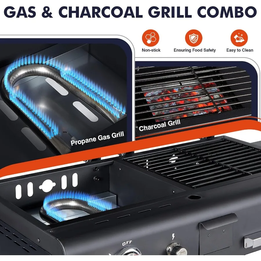 Propane and Charcoal Grill Combo Gas Griddle Grill 4