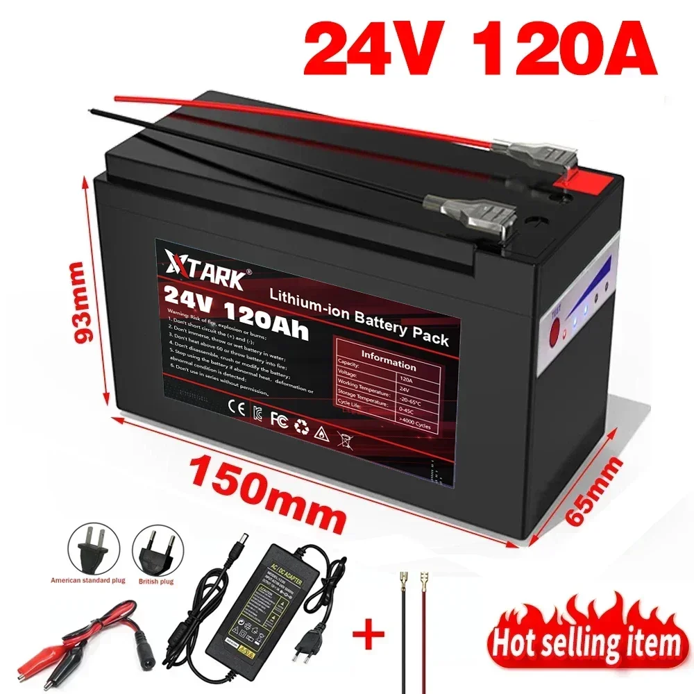 

New 18650 3S6P 24V 120Ah Lithium Battery Pack,Built-in 30A BMS,For Solar Energy Electric Vehicle Li-ion Battery+12.6V Charger