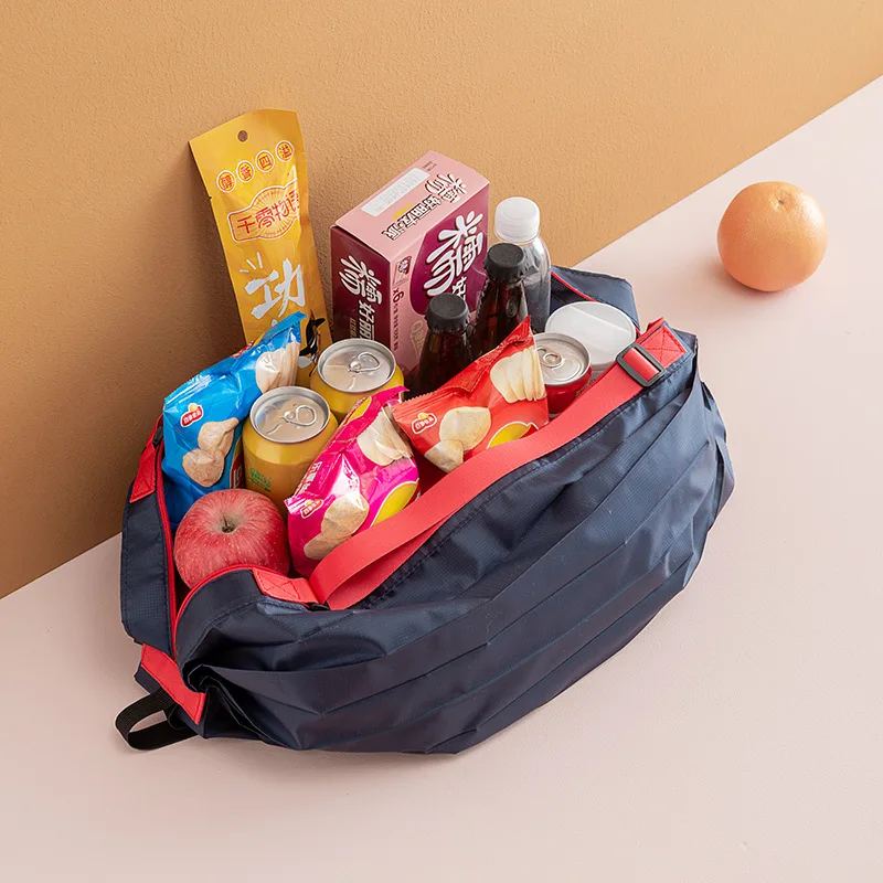 Foldable Shopping Bag Space Save Reusable Supermarket Grocery Shopping Bag Travel Beach Fitness Sports Bag for Snacks Clothes