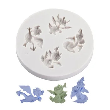 드래곤 모양 퐁당 케이크 베이킹 장식 초콜릿 금형 파이어 드래곤 만화 공룡 실리콘 금형 dh2300