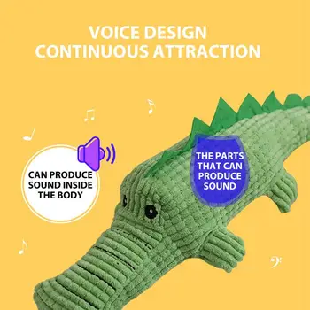 Dog Squeaky Toys Plush Biting Toys For Puppies Wear-Resistant And Bite-Resistant Alligator Toy Relieves Teething Discomfort 2