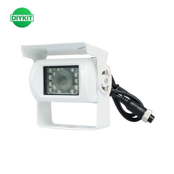 Kit Fai-da-Te per Telecamera di Retromarcia HD CCD con Segnale CVBS 4PIN, Visione Notturna IR, Telecamera LED per Parcheggio per Camion, Furgoni, Autobus, Lorry, Colore Bianco