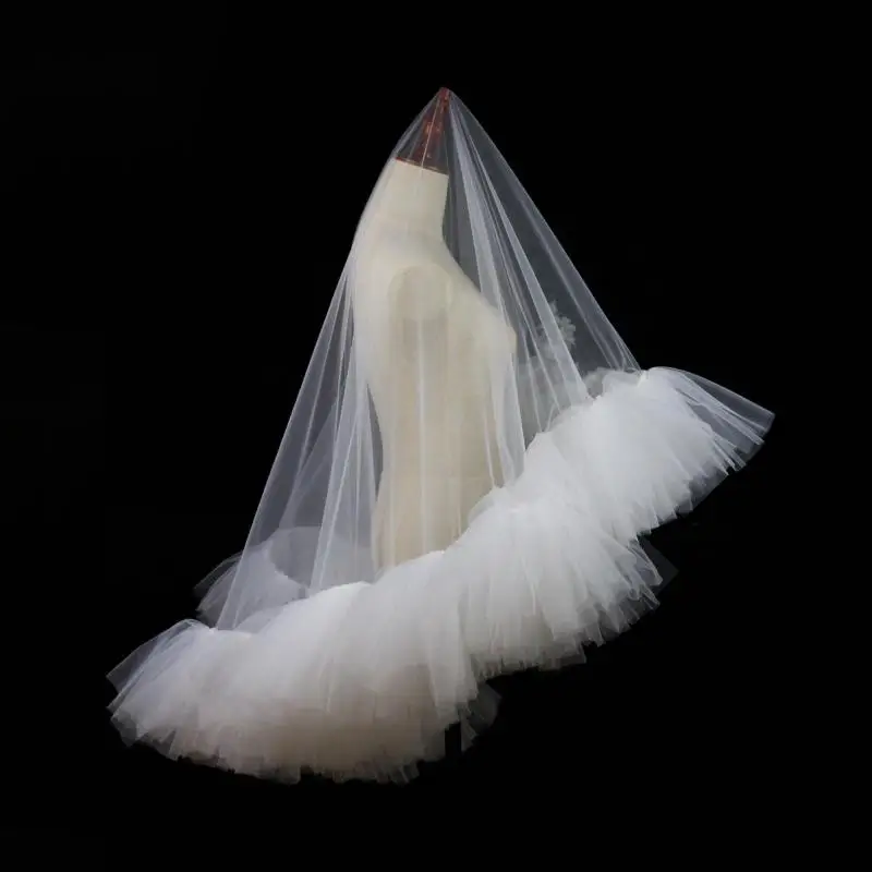 

Fashion Flounce Wedding Veil Simple One-layer Velos De Novia Puffy Soft Yarn Bride Veil 2023 New Wedding Accessories