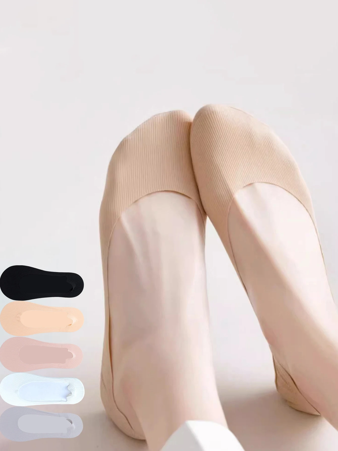 5 쌍 양말 여성 여름 보이지 않는 짧은 발목 발 노쇼 로우 컷 실리콘 미끄럼 방지 블랙 보트 양말