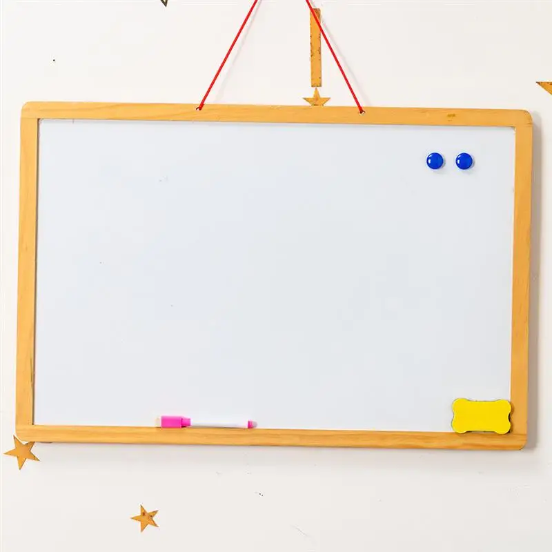 Double Sided Black White Magnetic Board Wooden Chalkboard Hanging Blackboard Small Chalkboard Presentation Supplies Office