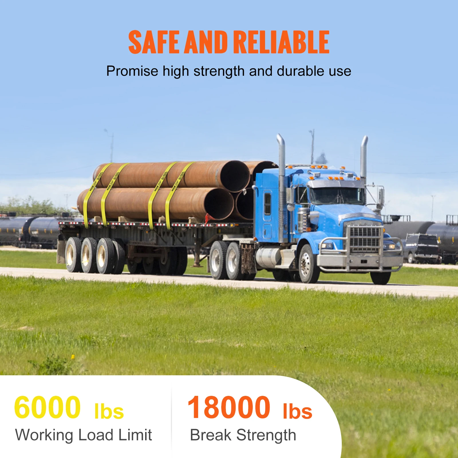 VEVOR 4/10 Pack Winch StrapsTruck Straps with Flat Hook Flatbed Tie Downs Cargo Control for Trailers Farms Rescues Tree Saver
