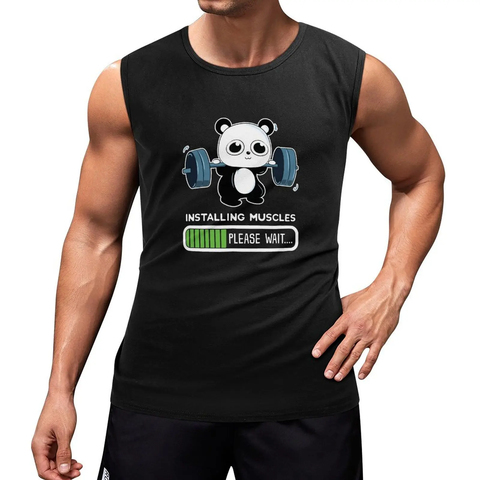 

Panda Installing Muscles Tank Top singlets for men summer clothes quick-drying t-shirt