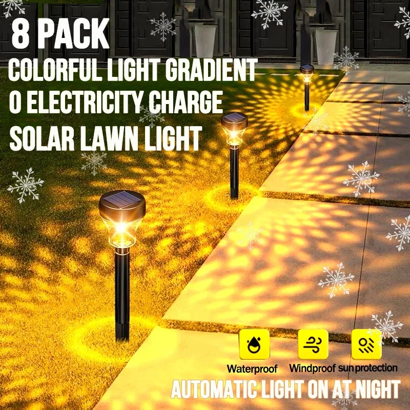 8PCS NEW LED Solar Lights Outdoors Christmas Decorations Gardens Lawn Warm Lamps Doorway Path Lightings Shine Landscape Lamparas