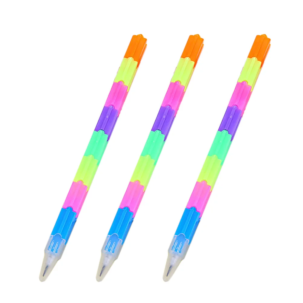 

12 Pcs Kids Pencil Rainbow Pencils Writing Building Block Multifunction Creative