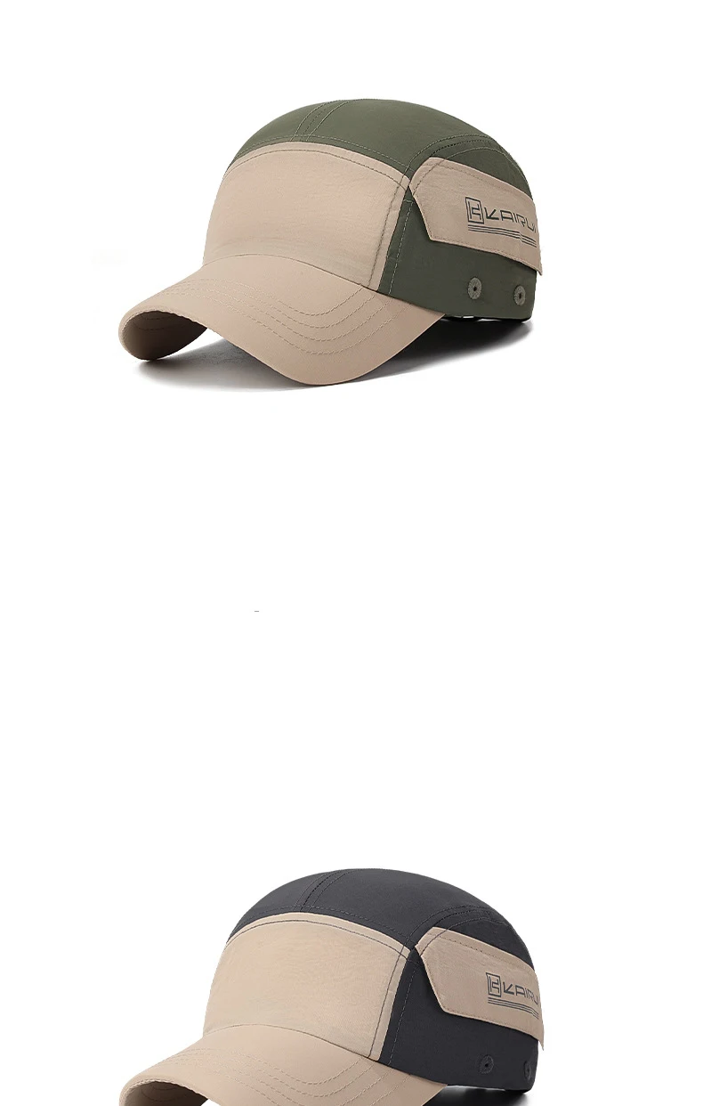 Sommerliche Neue Patchwork-Baseballkappe mit Farbblöcken, Schnelltrocknend und Wasserdicht, Amerikanischer Entenschnabel-Hut, Outdoor-Sport-Sonnenhut – Detail 10