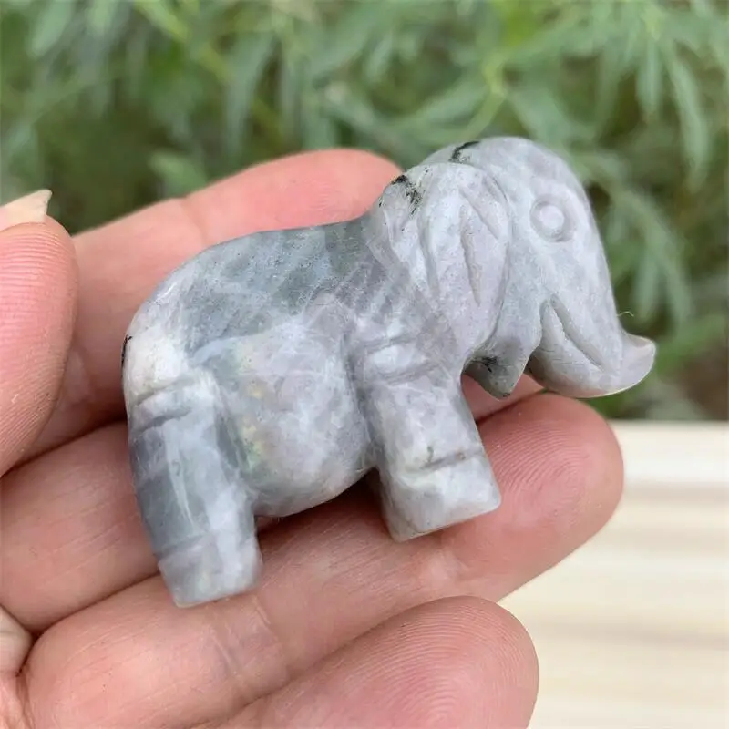 

1PC Natural Labradorite Gemstone Elephant Carving Healing Crystal Animals Figurines Reiki Stones Home Decoration