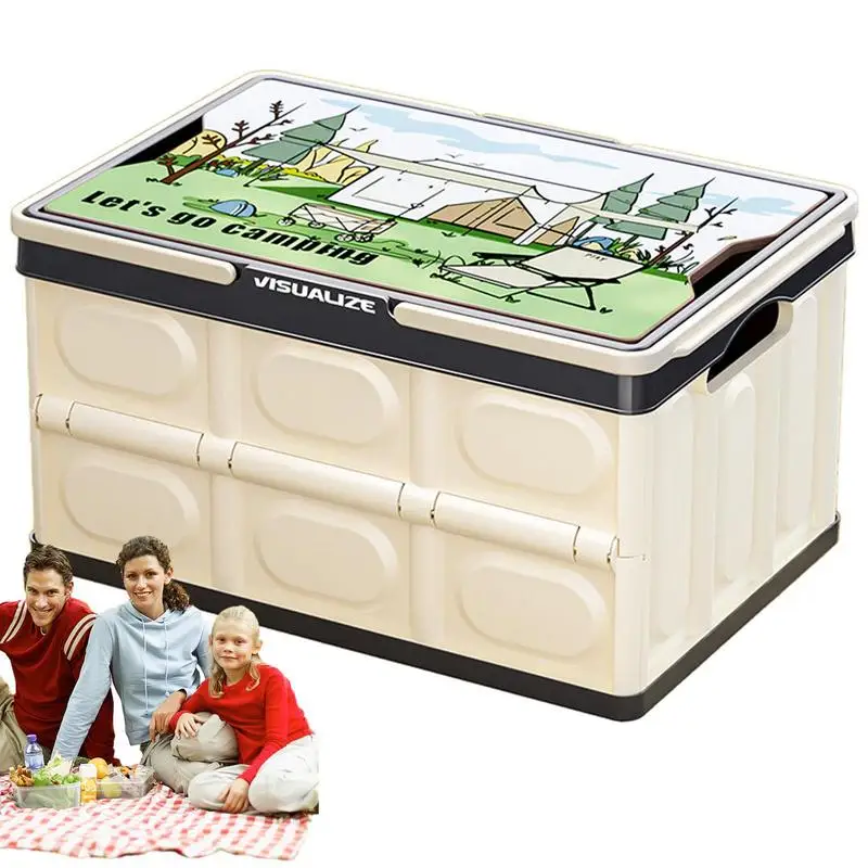 

Ящик для кемпинга с деревянной ручкой и крышкой, многофункциональный органайзер для шкафа, вместительный органайзер для багажника