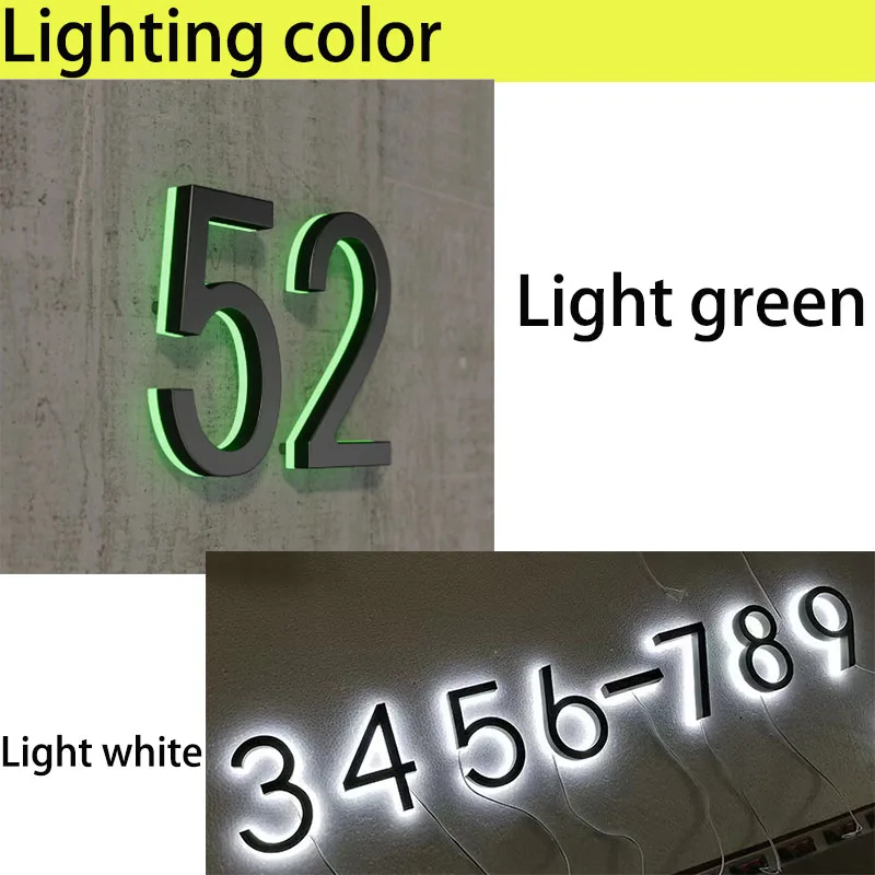 

Warm White 3D Led House Numbers Light Outdoor Waterproof Home Hotel Door Plates Stainless Steel Illumilous Lettre Sign