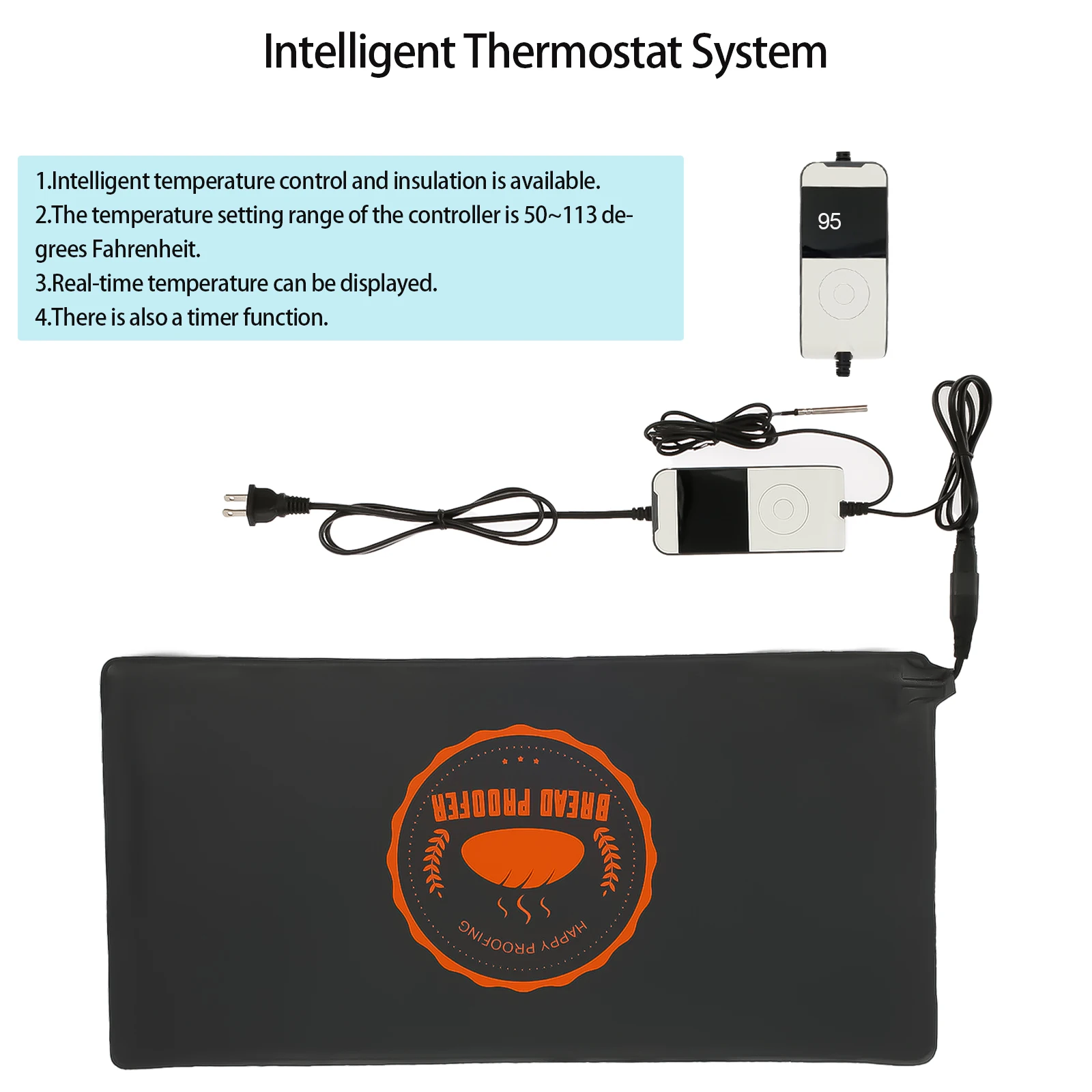 Bread Proofing Mat 50&deg;F-113&deg;F Adjustable Temperature Sourdough Warming Mat with Thermostat Control Sourdough Dough Proofer