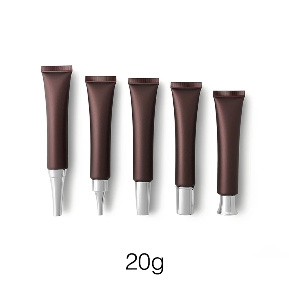 

20g 20ml Refillable Cosmetics Container Empty Plastic Brown Squeeze Bottle Eye Cream Lotion Lip Balm Travel Use Soft Tube