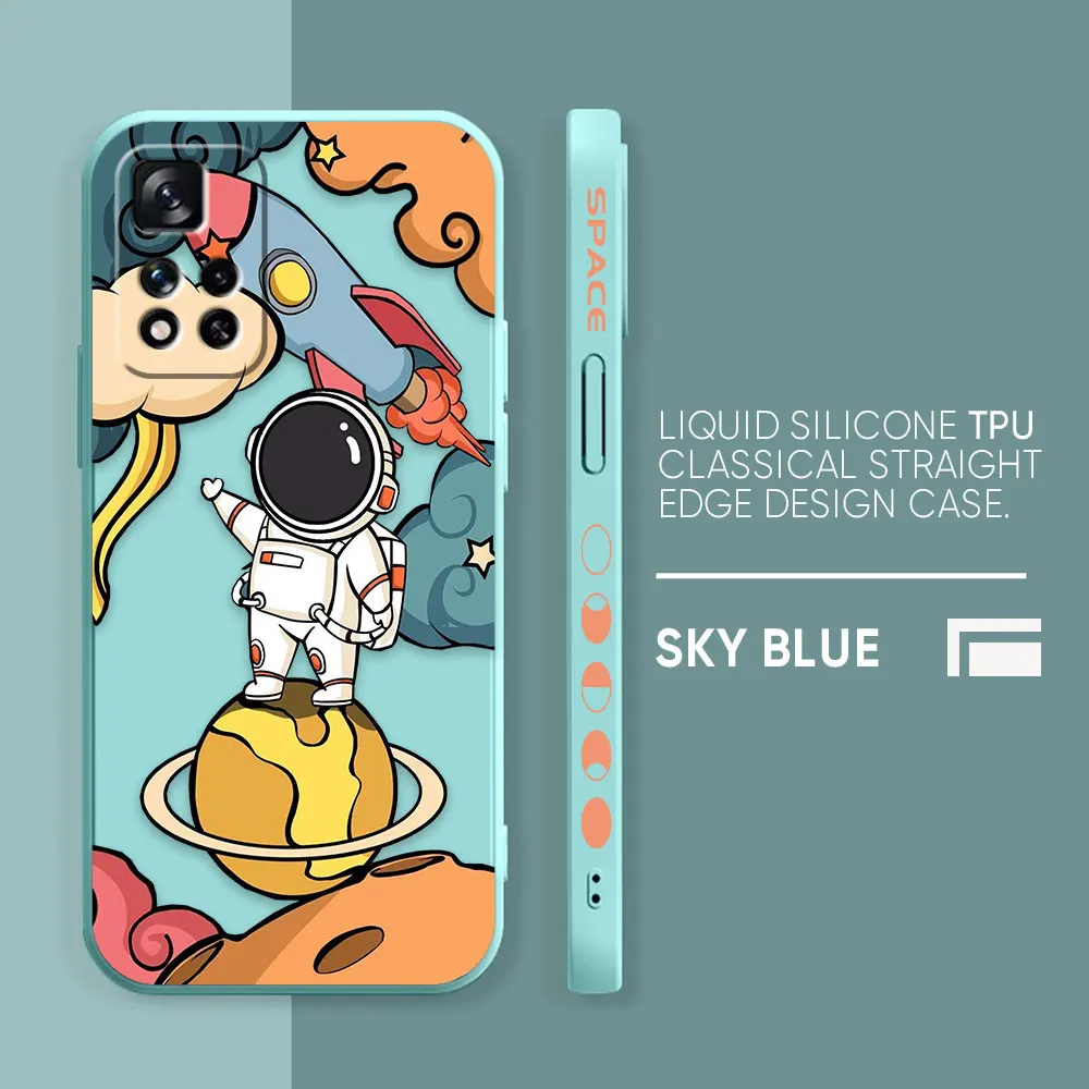 thumbnail image 1 of Case For Redmi Note 12 11 11T 11R 11E 10 9 8 7 7S PRO PLUS 4G 5G Simple Liquid silicone Case Cute Cartoon Spaceman Astronaut, 1 of 5