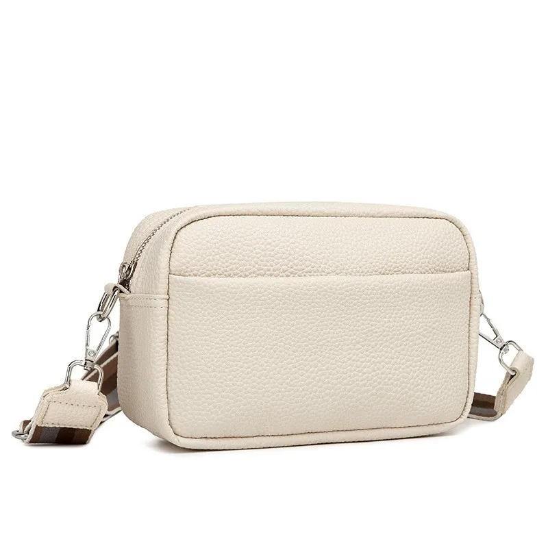 

Russian PU Hot Selling Women's Small Bag Wide Shoulder Crossbody Bag Solid Color Shoulder Bag Litchi Pattern Fashion Women's Bag