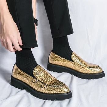 Nightclub Men Tassel Loafers Men’s Loafers Leather Golden Casual Wedding Party Formal Slip-on High Quality Shoes Spring Summer