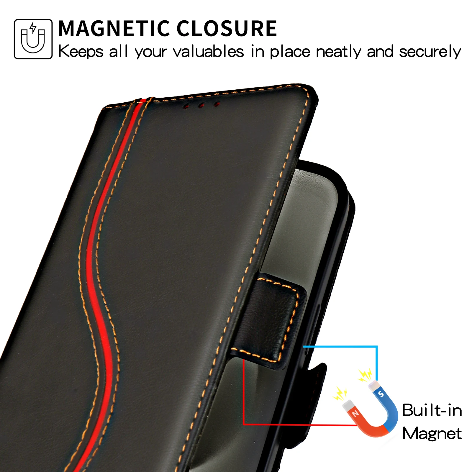 Leather Wallet Case Book - Elegant Flip Cover with Card Slots and Stand Feature