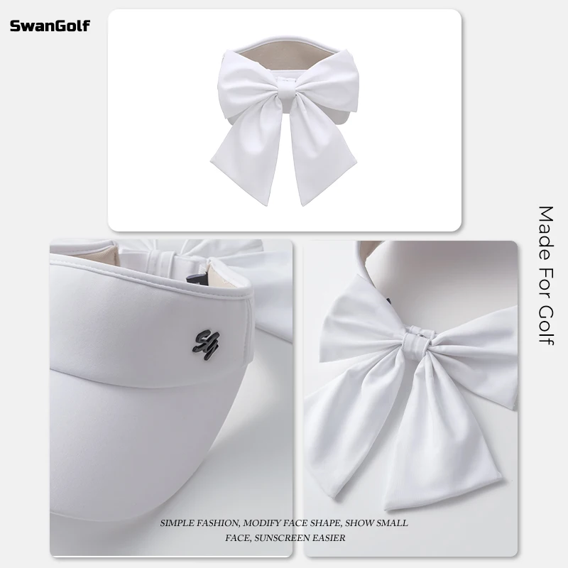 SG Golf Hat for Women Simple Solid Color and Hollow Hat with Elastic Bow Sun Protection All-match Korean Daily Casual