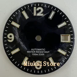 Luminous Green and Black Watch Dial with Blue Accents - 29mm (Black)