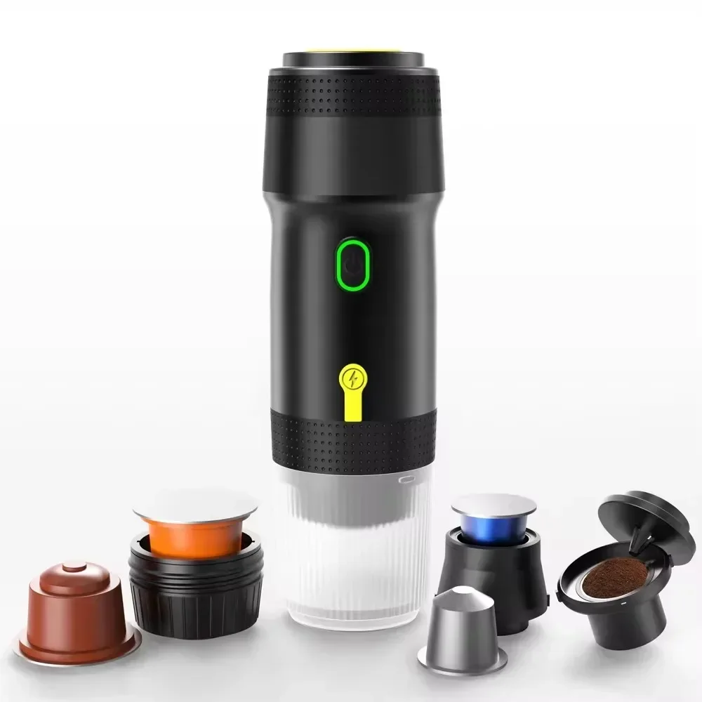 Wireless Electric Portable Espresso Coffee Machine for Car & Home Camping Coffee Maker 3-in-1 Capsule Powder Travel Coffee Maker 5