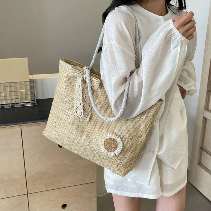 Acquista Yogodlns Borsa estiva in paglia in rattan per donna Borsa da spiaggia lavorata a maglia Borsa a tracolla stile Boemia Borse a tracolla per le vacanze in Italia a partire da