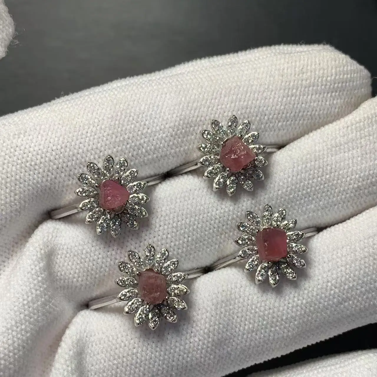 Natural PINK Tourmaline Ring Adjustable Female Ring Jewelry for Women Gift Wholesale High Quality Vintage Fine