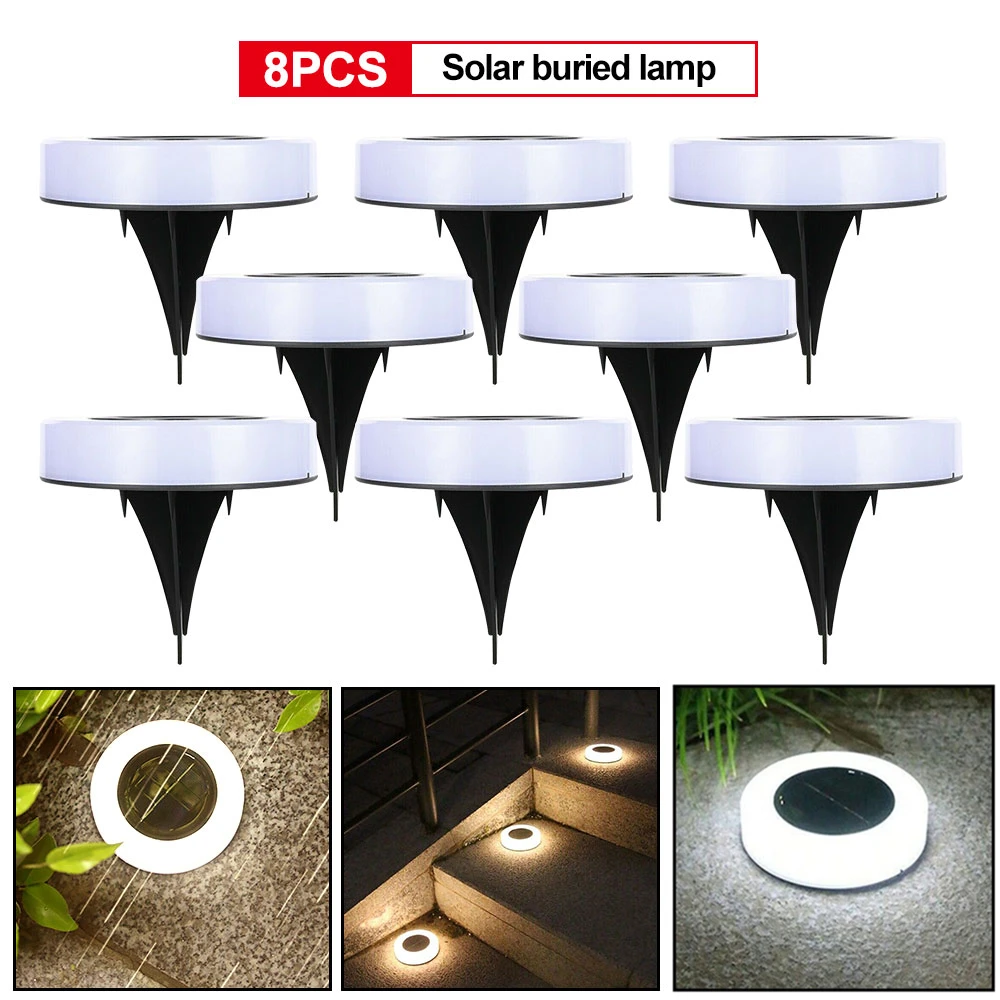 8LED Outdoor Solar Buried Light Lawn Yard Led Floor Under Ground Lights Waterproof Garden Stairs Atmosphere Decorative Lamp DIY