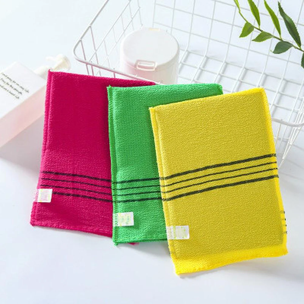 5Pcs /set Exfoliating Bath Pad Towels Set Korean Italy Asian Exfoliating Bath Washcloth Body Scrub Shower Soft Polyester Cotton 2