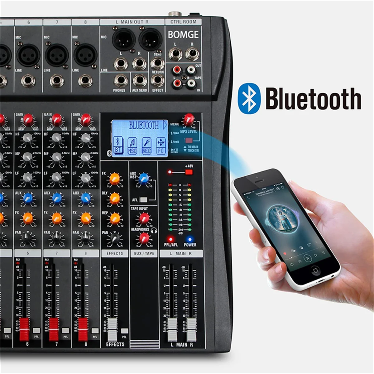 Audio Mixer BOMGE CT-80S 48V phantom power professional 8-channel audio mixer DJ controller