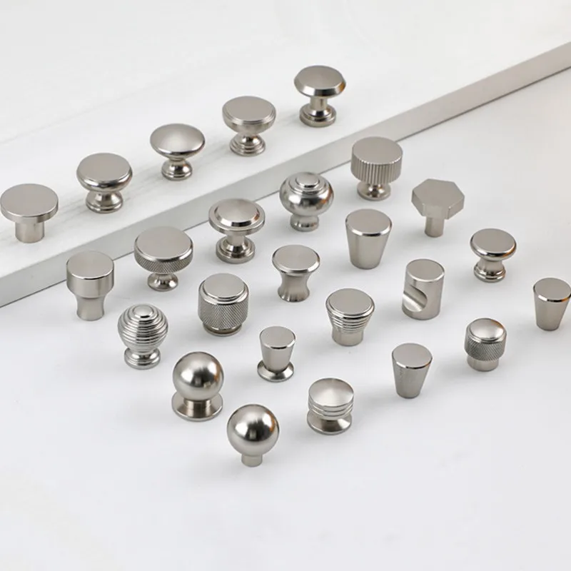Silver Aluminum Single Hole Handle Modern Wardrobe Drawer Round Knob Kitchen Cabinet Furniture Small Door Handle Home Decoration furniture handles kitchen door handles ball lever knob