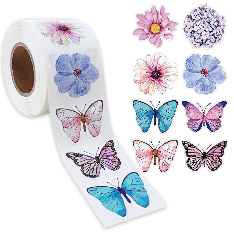 50-500pcs butterfly flower shaped sticker decoration gift box birthday sticker label