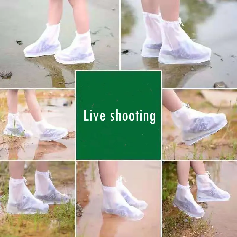 Rain Boot Cover with Waterproof Layer Non-slip Wear-resistant Thick Waterproof Shoe Cover Men Women Reusable PVC Shoe Cover