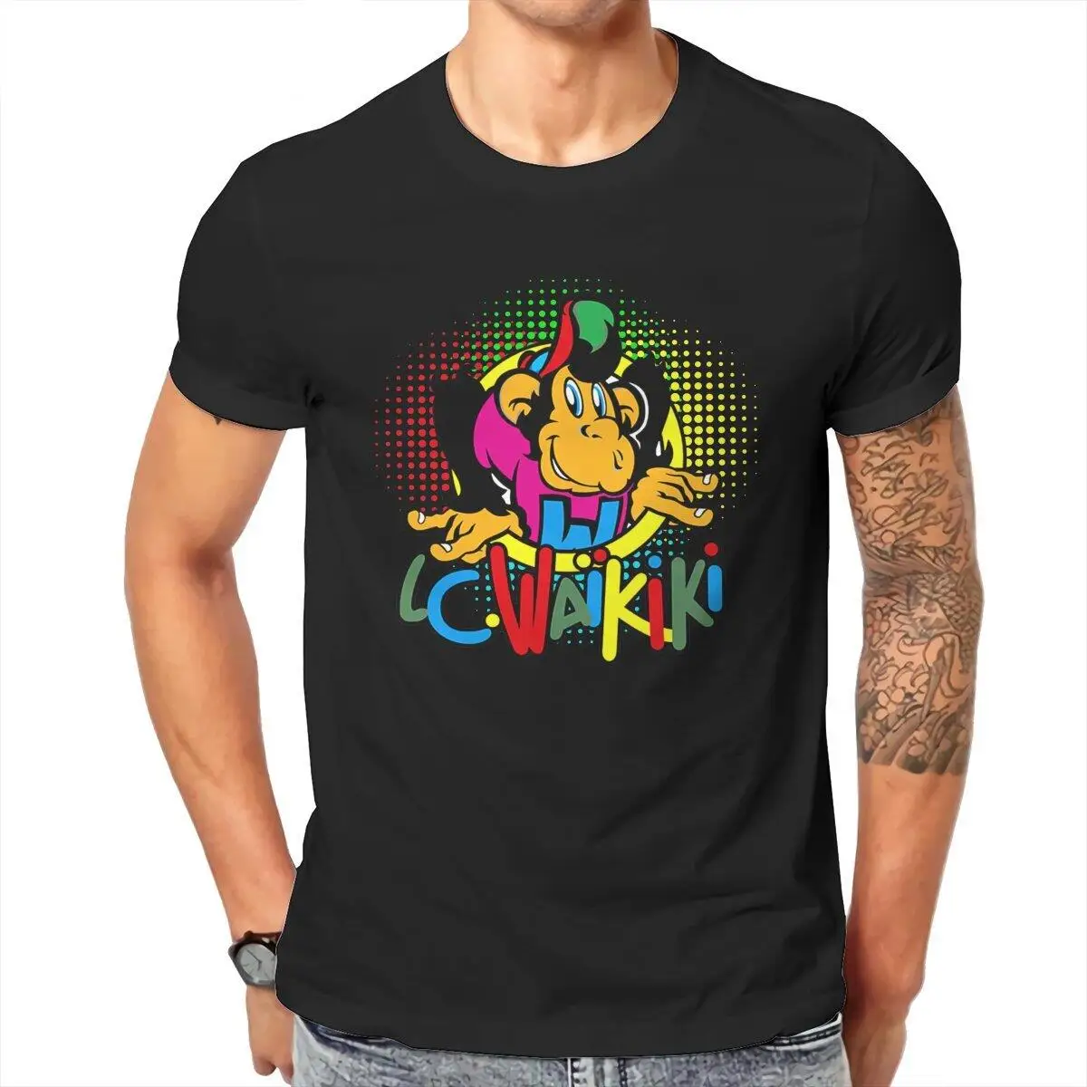 

Men's T-Shirts Cute Colorful Monkey Vintage 100% Cotton Tees Short Sleeve Animal T Shirt Crew Neck Tops Summer